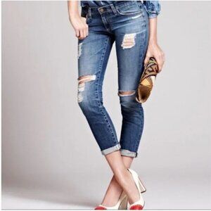 AG Adriano Goldschmied Stilt Roll-Up Cigarette Distressed Jean-Size 25